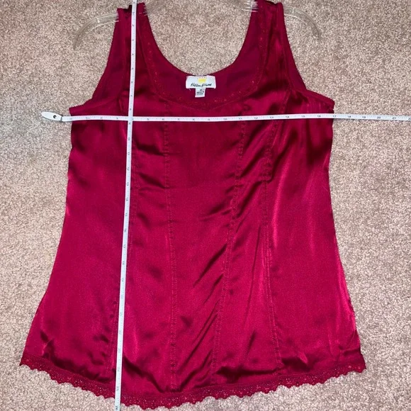 Kathleen Kirkwood Pink Silk Blend Lace Trim Seamed Camisole Tank Top Womens Med - Picture 5 of 5